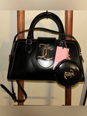 Juicy Couture Overstated Juicy Satchel Liquorice Shoulder Bag